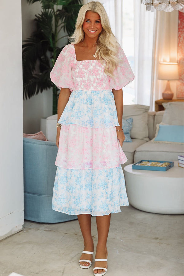 Headed to Charleston Midi Dress - Pink and Blue-HAZEL & OLIVE ID39295/03-Small-