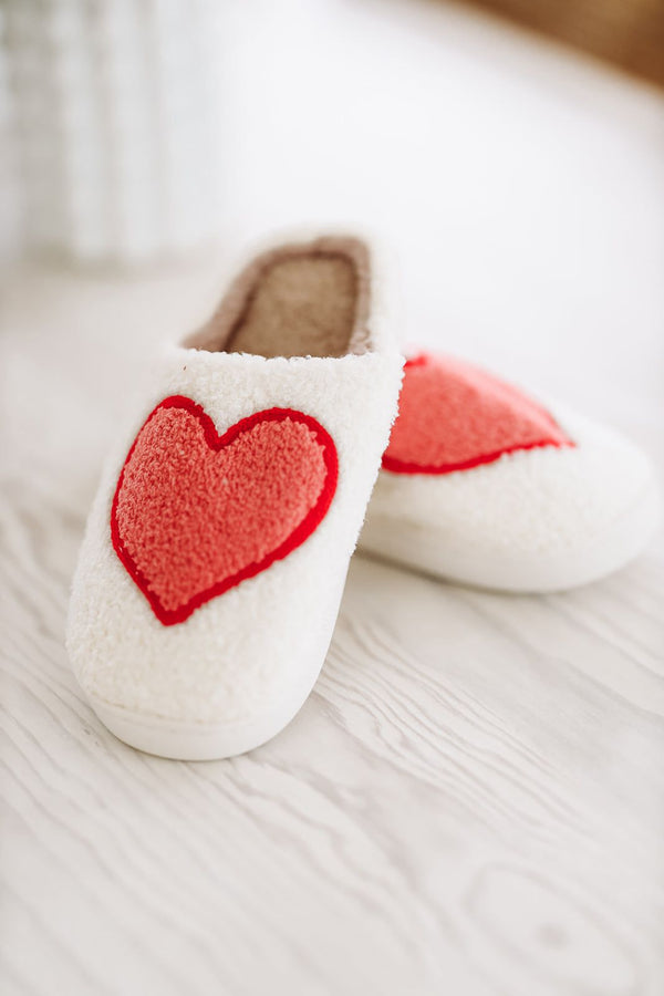 Heart Slippers - White, Red and Pink-HAZEL & OLIVE-