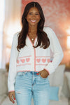 Heart to Heart Cropped Cardigan - White and Pink-HAZEL & OLIVE-Small-