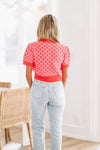 HAZEL & OLIVE Hearts Desire Crop Sweater - Red and Pink