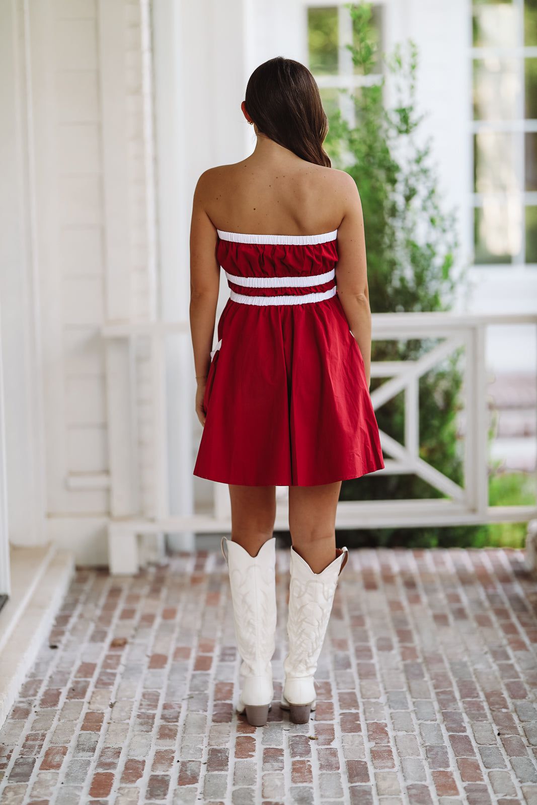 Here I Am Mini Dress - Crimson Red-HAZEL & OLIVE-Small-