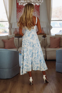 Hibiscus Maxi Dress - Blue-HAZEL & OLIVE SM/D20849A-Small-