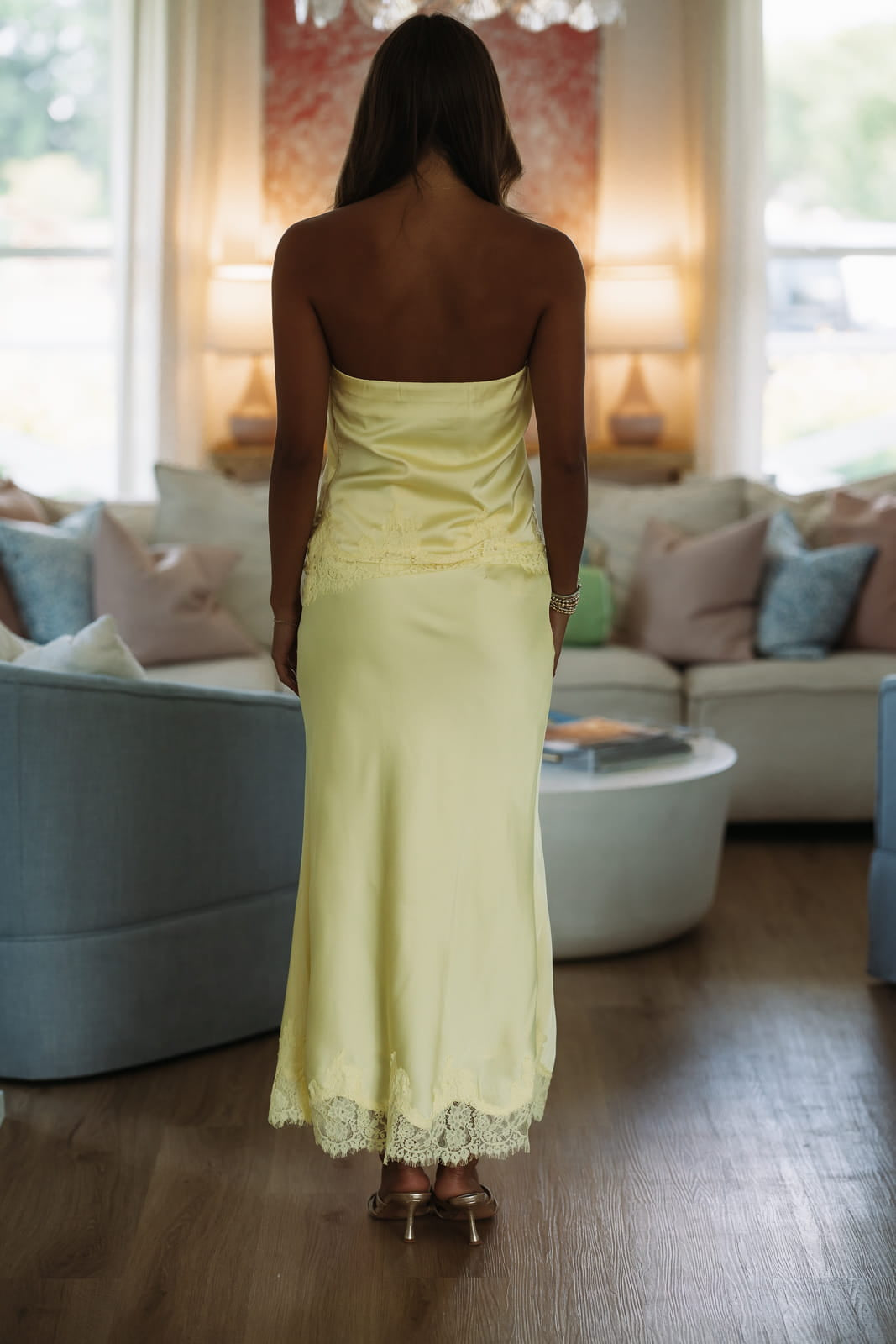 Hazel & Olive HN6703K Just a Whisper Midi Skirt - Butter Yellow