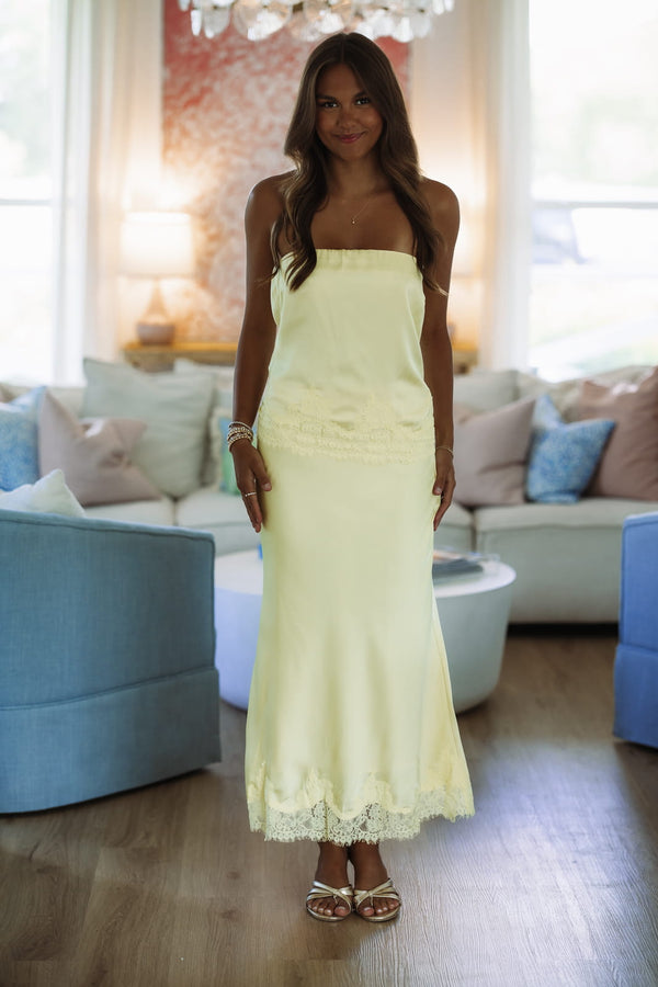 Hazel & Olive HN6703K Just a Whisper Midi Skirt - Butter Yellow