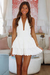 I Wanna Dance Eyelet Mini Dress - White-HAZEL & OLIVE JD113W-Small-