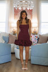 HAZEL & OLIVE IBD33567 This Time Around Mini Dress- Wine