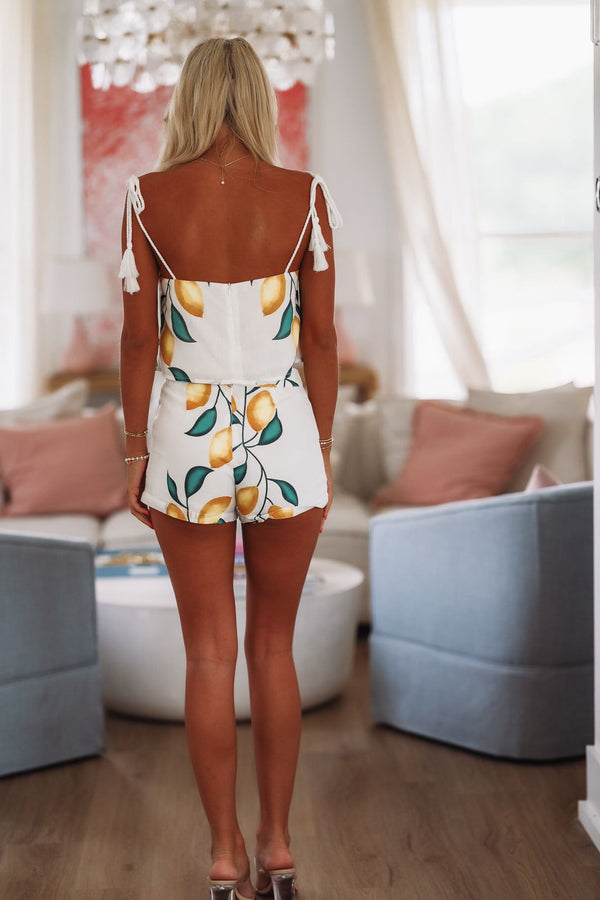 Lemon Squeezy Top and Shorts Set - White, Yellow and Green-HAZEL & OLIVE IBS33555-Small-