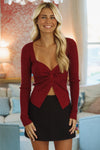Hazel & Olive IBT32978 Sugarplum Knit Top - Wine