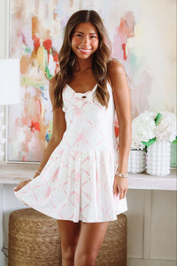 Ice Breaker Sporty Romper Dress- White and Pink-HAZEL & OLIVE CD05334-Small-