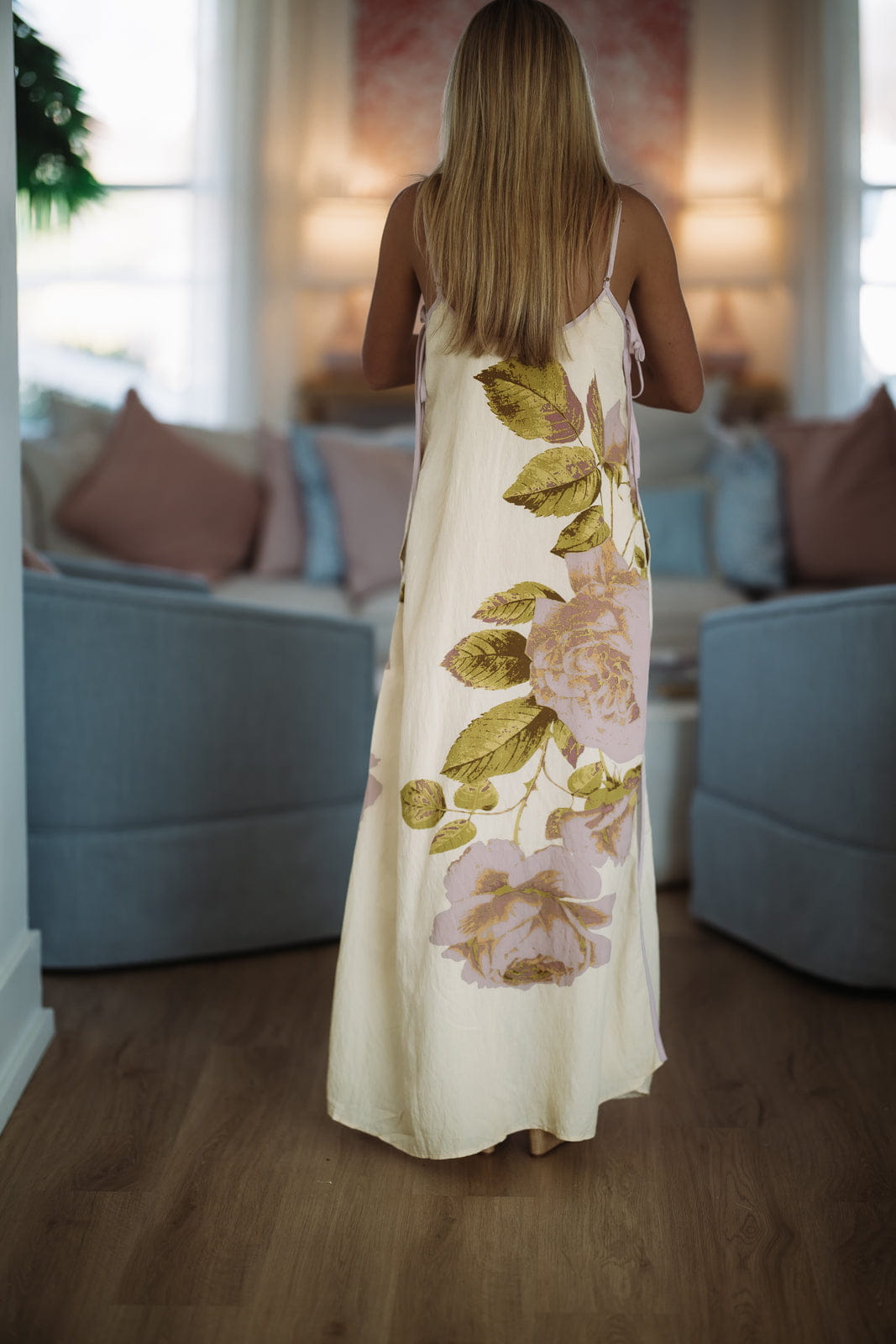 Hazel & Olive ID35152 Lasting Embrace Maxi Dress - Butter Yellow, Lavender and Green