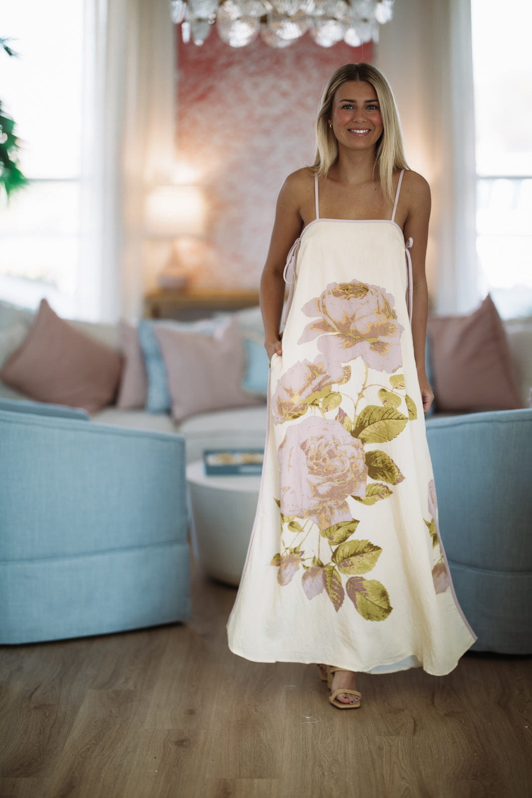 Hazel & Olive ID35152 Lasting Embrace Maxi Dress - Butter Yellow, Lavender and Green