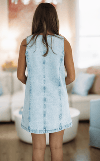 Hazel & Olive ID6188 Downtown Denim Mini Dress - Light Denim
