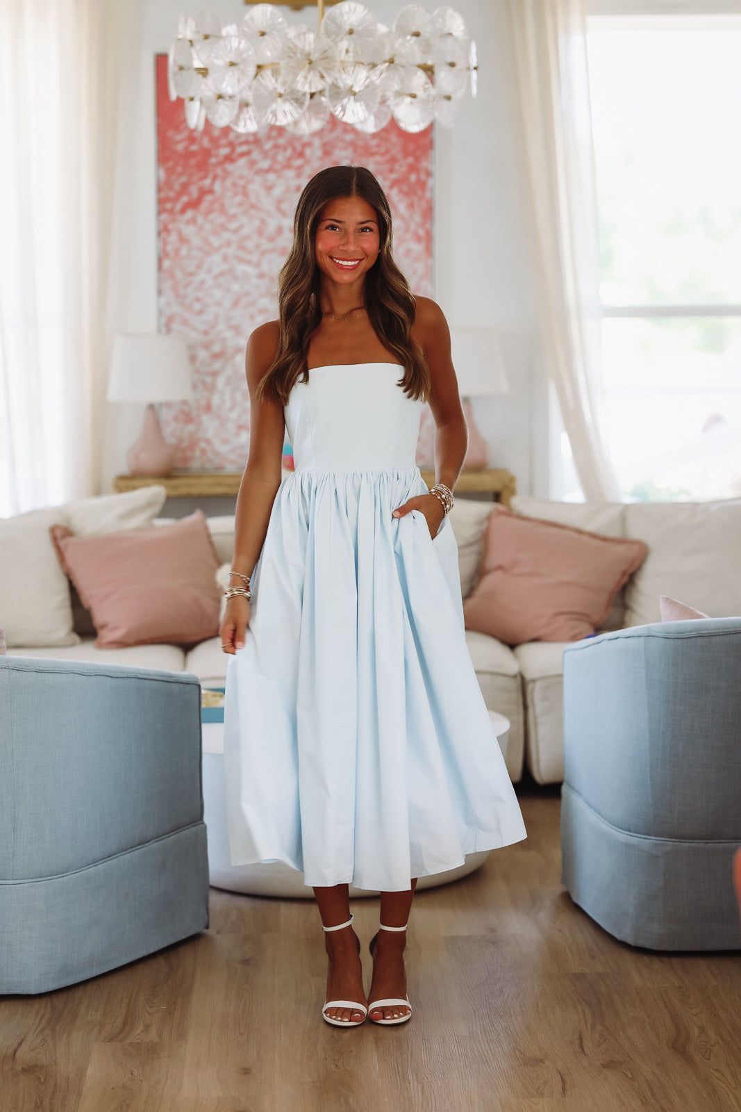 Coastal Sunrise Midi Dress - Light Blue Hazel & Olive Coastal Sunrise Midi Dress - Light Blue Hazel & Olive