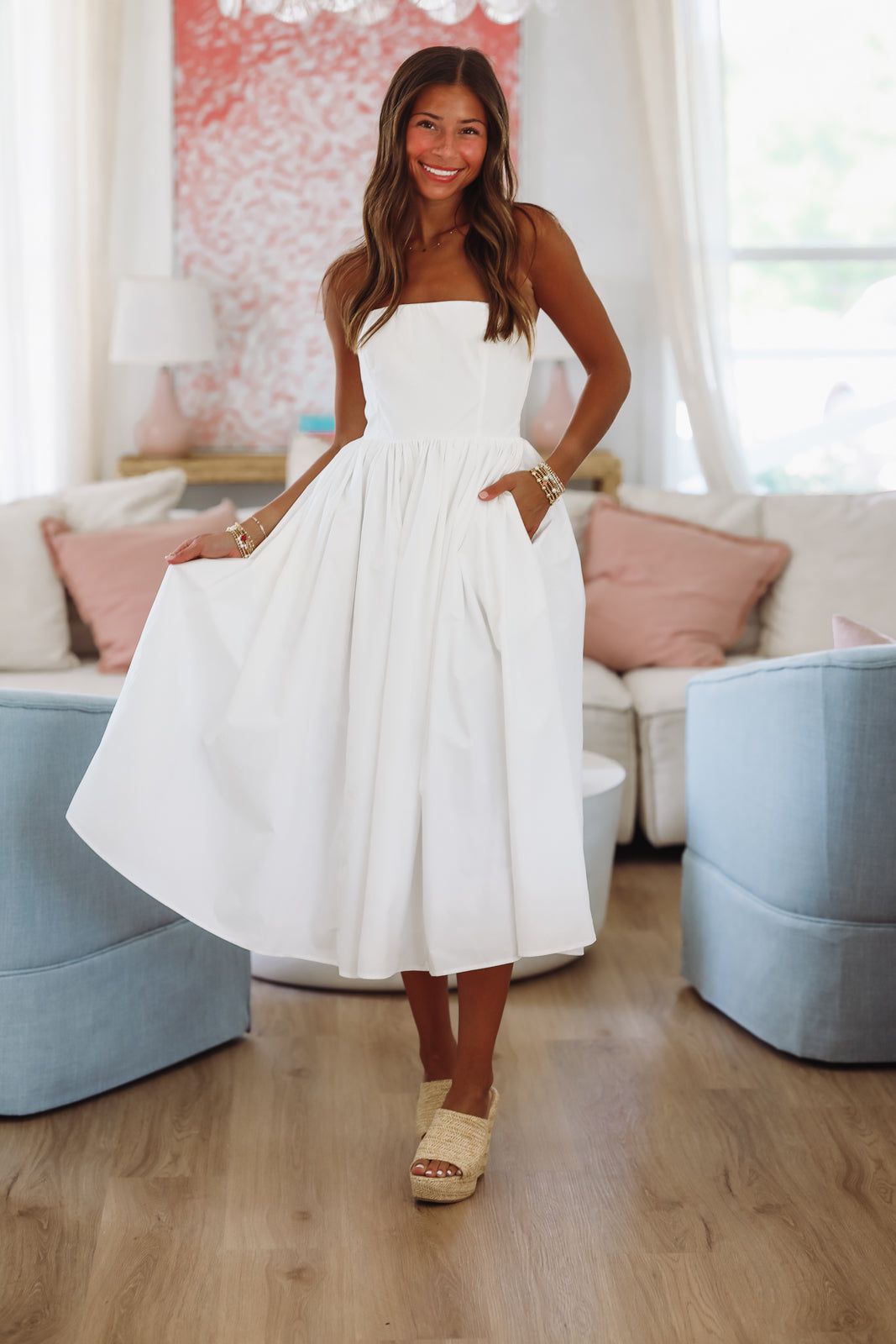Coastal Sunrise Midi Dress - Off White Hazel & Olive Coastal Sunrise Midi Dress - Off White Hazel & Olive