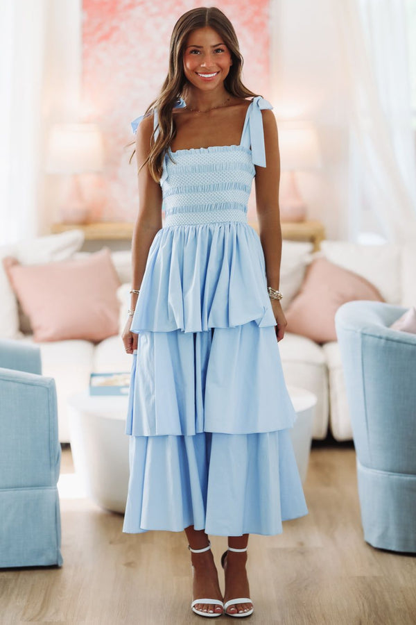 Into the Blue Midi Dress - Chambray-HAZEL & OLIVE ID8944/A-Small-