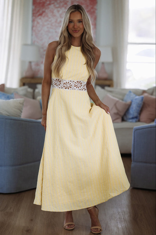 Hazel & Olive IDA1050 Tell Me The Direction Midi Dress - Yellow