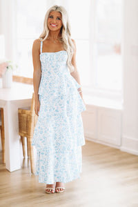 In A Romance Maxi Dress - Blue and White-HAZEL & OLIVE SR0841J-XSmall-