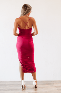 In My Ruched Pearl Dreams Midi Dress - Purple-HAZEL & OLIVE-Small-