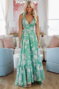 In the Courtyard Maxi Dress - Green-HAZEL & OLIVE-Small-