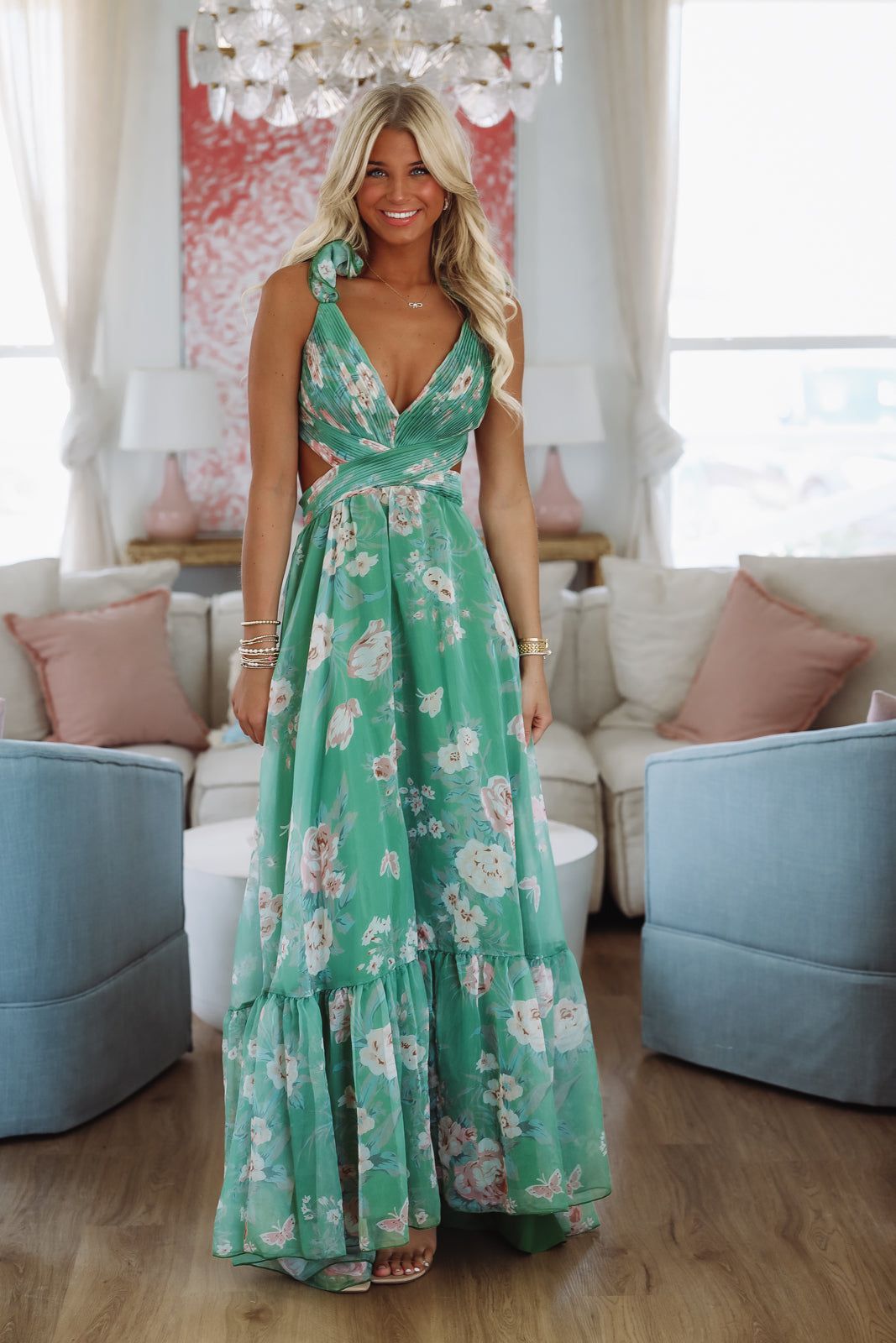 In the Courtyard Maxi Dress - Green-HAZEL & OLIVE-Small-