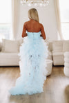 HAZEL & OLIVE In The Moment High Low Tulle Dress - Light Blue