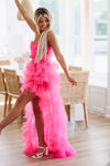 HAZEL & OLIVE In The Moment High Low Tulle Dress - Magenta Pink