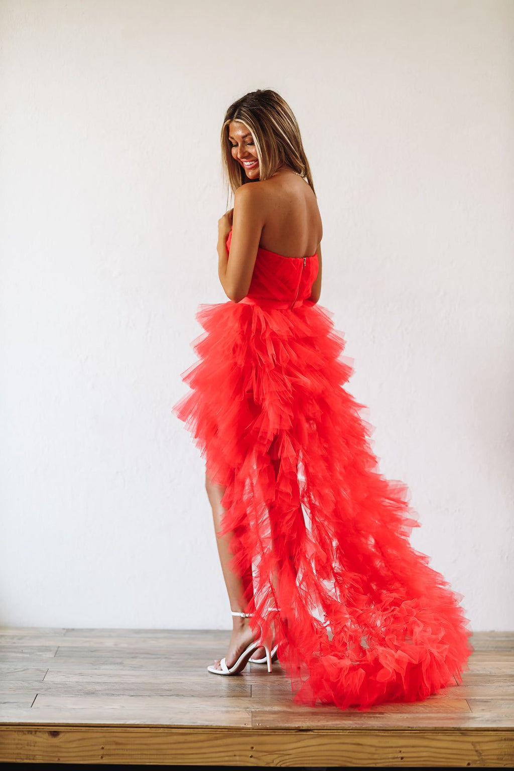 HAZEL & OLIVE In The Moment High Low Tulle Dress - Red