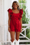 In the Stands Romper - Crimson Red-HAZEL & OLIVE-Small-
