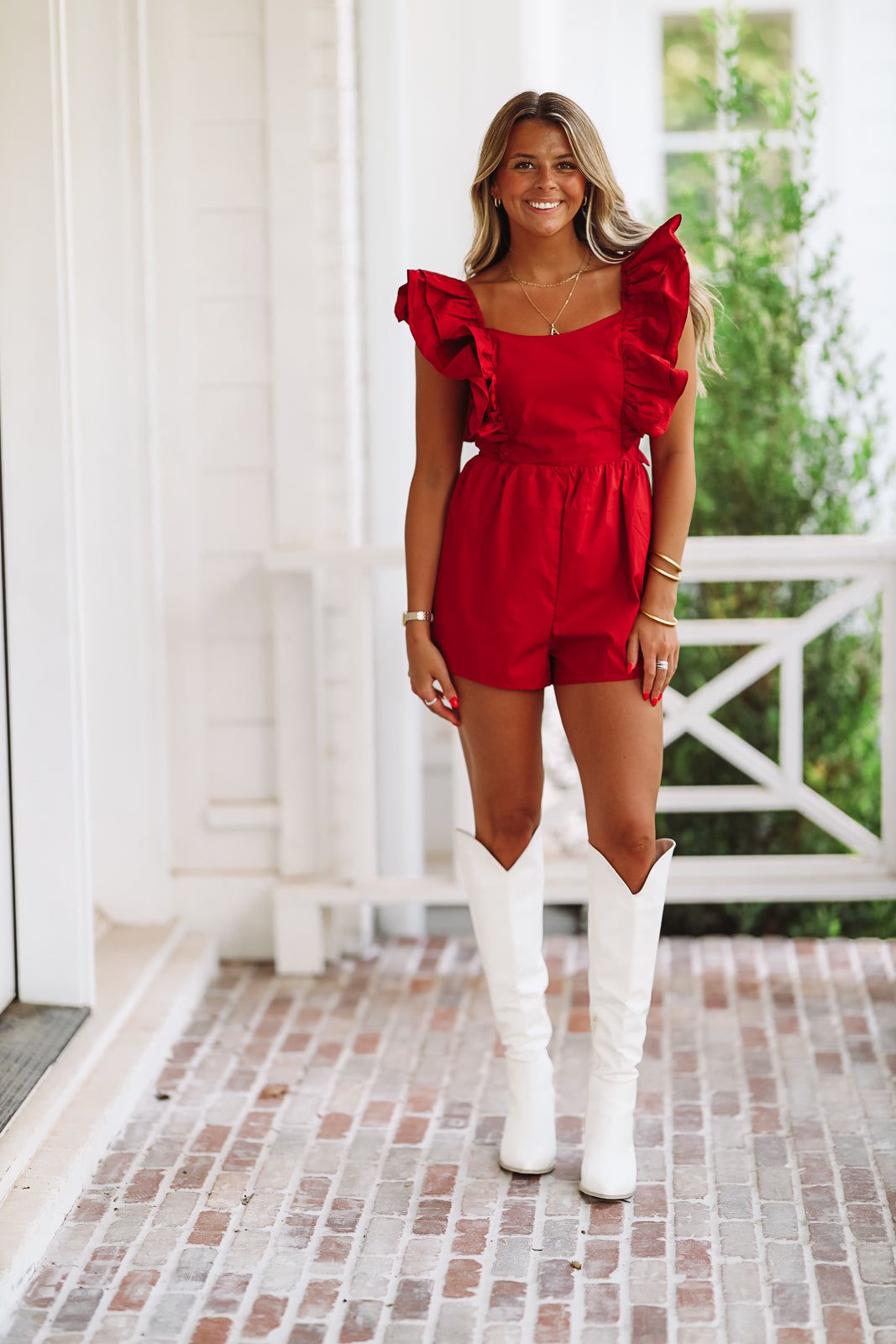 In the Stands Romper - Crimson Red-HAZEL & OLIVE-Small-
