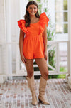 In the Stands Romper - Orange-HAZEL & OLIVE-Small-