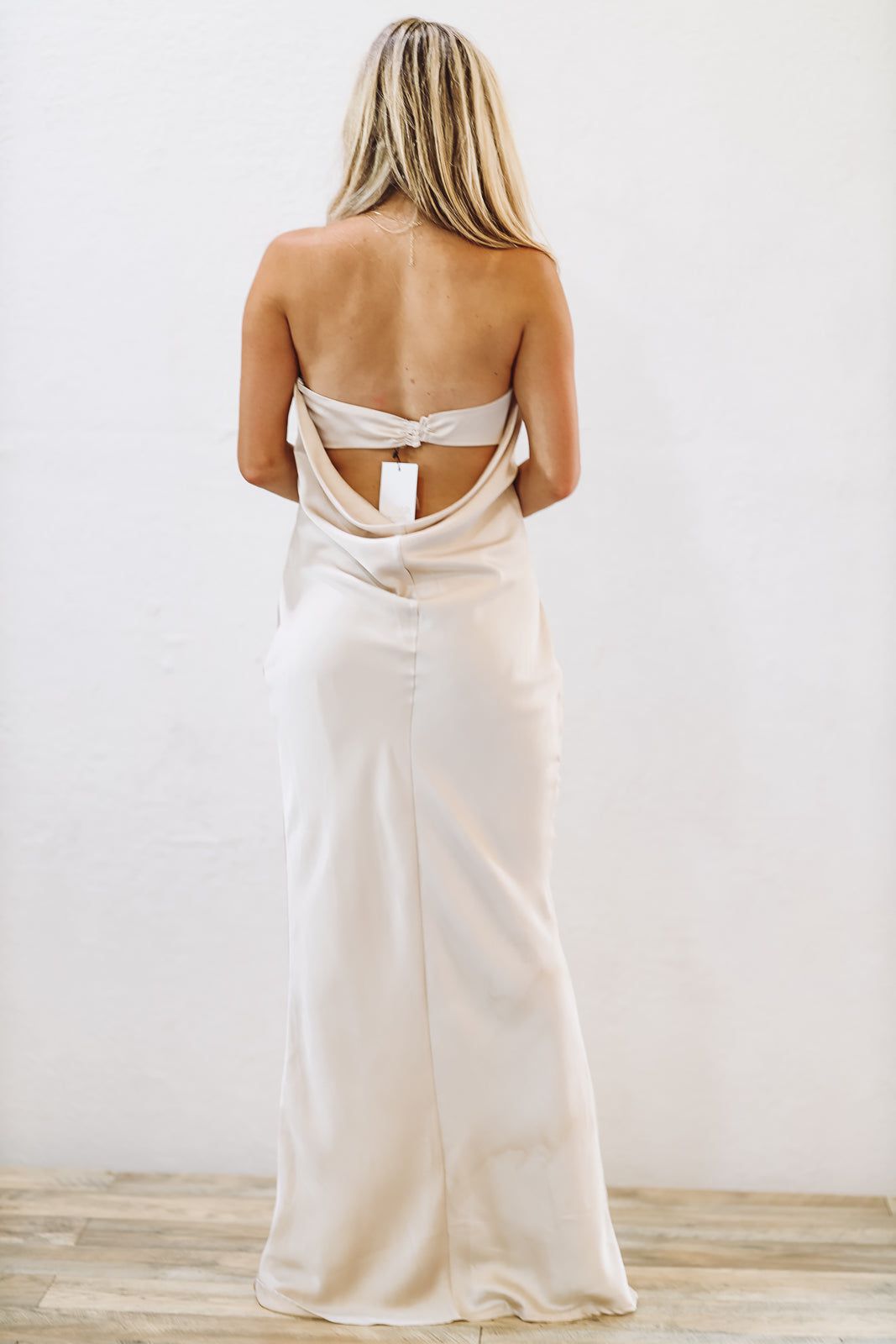 Infinite Satin Maxi Dress - Champagne-HAZEL & OLIVE-XS-