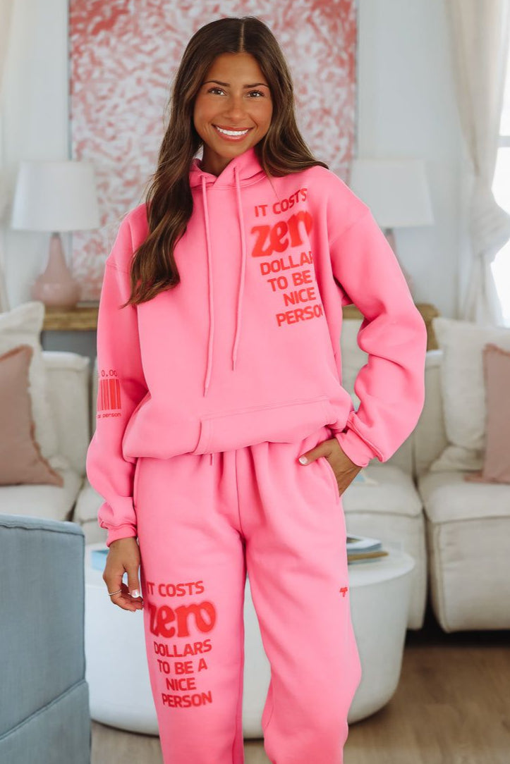 It Costs Nothing To Be A Nice Person Pink Hoodie By Mayfair Group - Pink-HAZEL & OLIVE-XS-