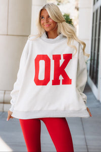 Hazel & Olive IT2594/OKLAHOMA OK With Me Reversable Sweatshirt - Heather Grey