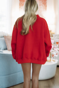 Hazel & Olive IT2594E Embroidered Merry Sweatshirt - Red