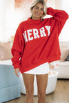 Hazel & Olive IT2594E Embroidered Merry Sweatshirt - Red