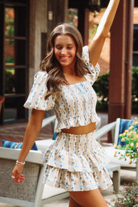 Hazel & Olive IT300117/01 Dearest Ones Top - Taupe and Blue