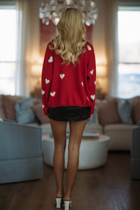 Hazel & Olive IWJ5904/1 Morning Hearts Cardigan - Red and White