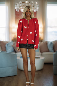 Hazel & Olive IWJ5904/1 Morning Hearts Cardigan - Red and White