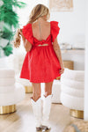 HAZEL & OLIVE Jacquard Babydoll Dress - Red