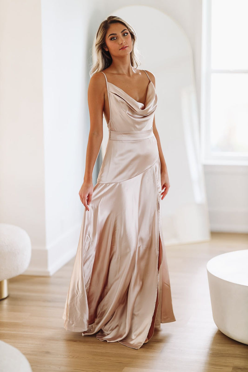 Jaded Maxi Dress - Champagne-HAZEL & OLIVE-Small-