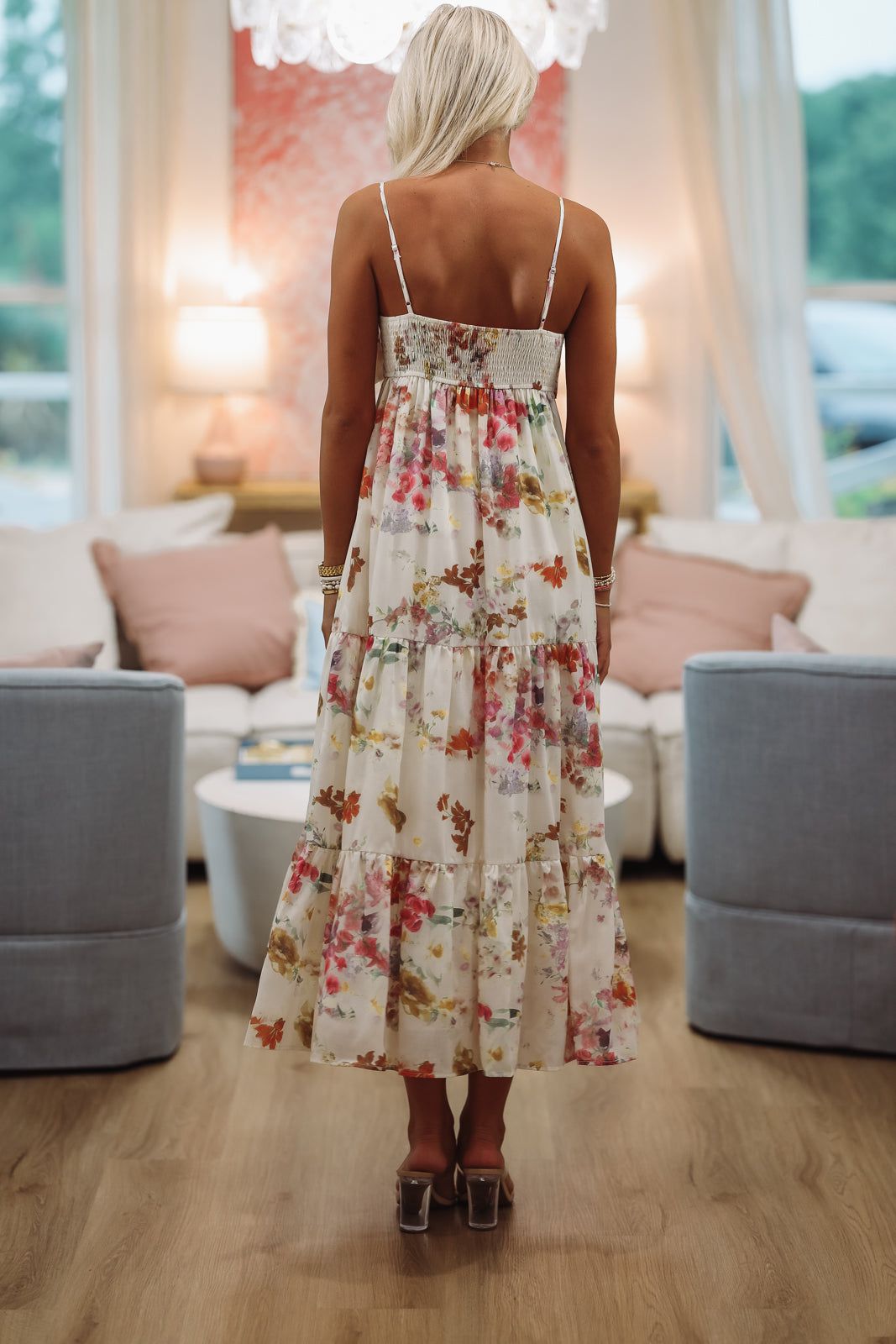 Exciting News Floral Midi Dress - Cream, Yellow and Green-HAZEL & OLIVE JD6636/2-Small-