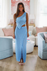 Dune and Deck Parties Midi Skirt - Blue-HAZEL & OLIVE JS2025/59-Small-