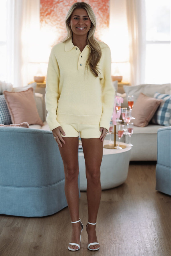 Hazel & Olive JS2026/09 Treat Myself Knit Shorts - Butter Yellow