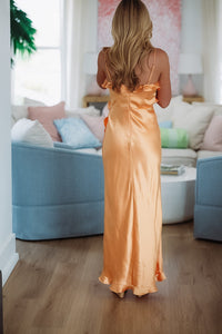 HAZEL & OLIVE KA0158K Citrus Spice Maxi Dress - Cantaloupe Orange