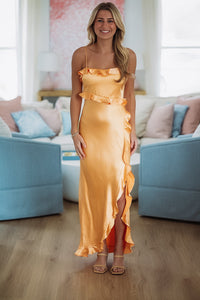 HAZEL & OLIVE KA0158K Citrus Spice Maxi Dress - Cantaloupe Orange