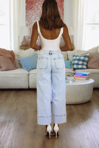 ZuZu High Rise Cropped Wide Leg Jeans - Light Denim-Hazel & Olive KC20085L-1/24-