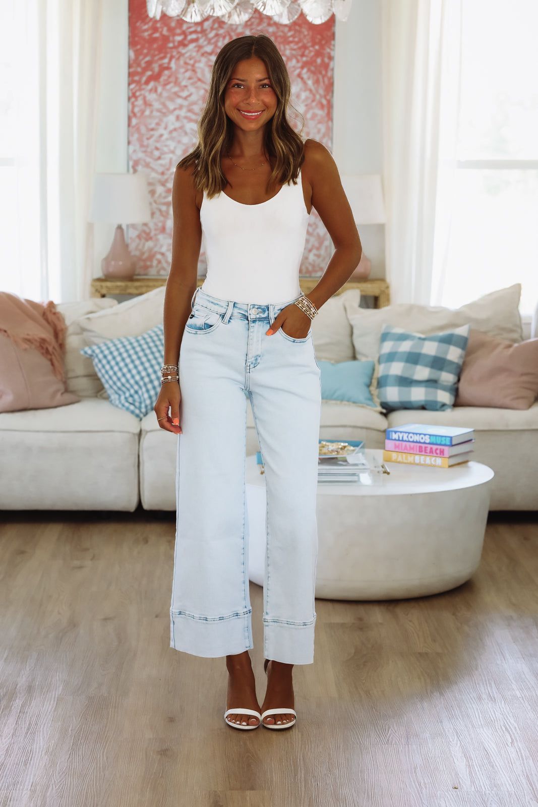 ZuZu High Rise Cropped Wide Leg Jeans - Light Denim – Hazel & Olive