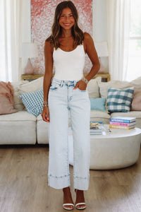 ZuZu High Rise Cropped Wide Leg Jeans - Light Denim-Hazel & Olive KC20085L-1/24-