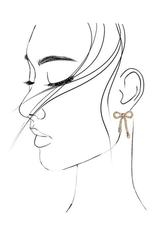 HAZEL & OLIVE Keep It Cute Bow Earrings - Rhinestone Gold