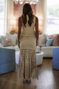 Hazel & Olive KI058 Enchante Fringe Maxi Skirt - Beige